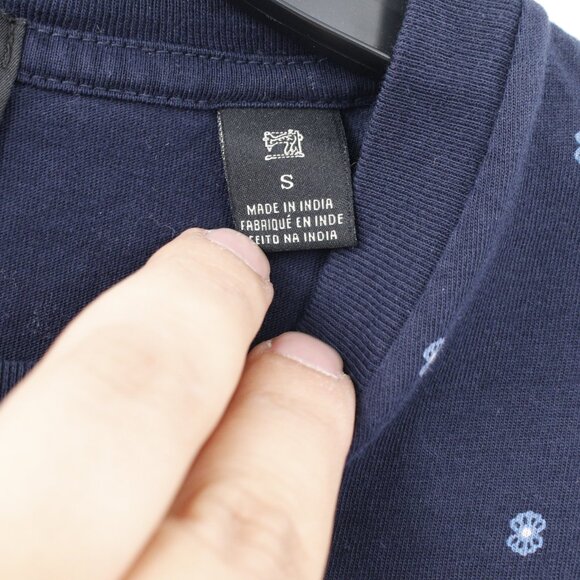 Scotch & Soda Shirt Men Small Blue butterfly print Cotton Short Sleeve Crew Neck - Picture 3 of 12